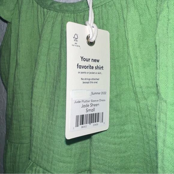 Marine Layer Jude Flutter Sleeve Dress In Jade Sheen - Picture 9 of 12